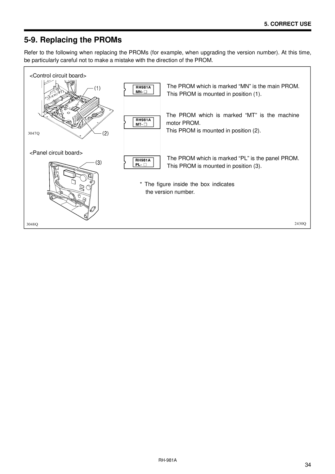 Brother rh-918a manual Replacing the PROMs 