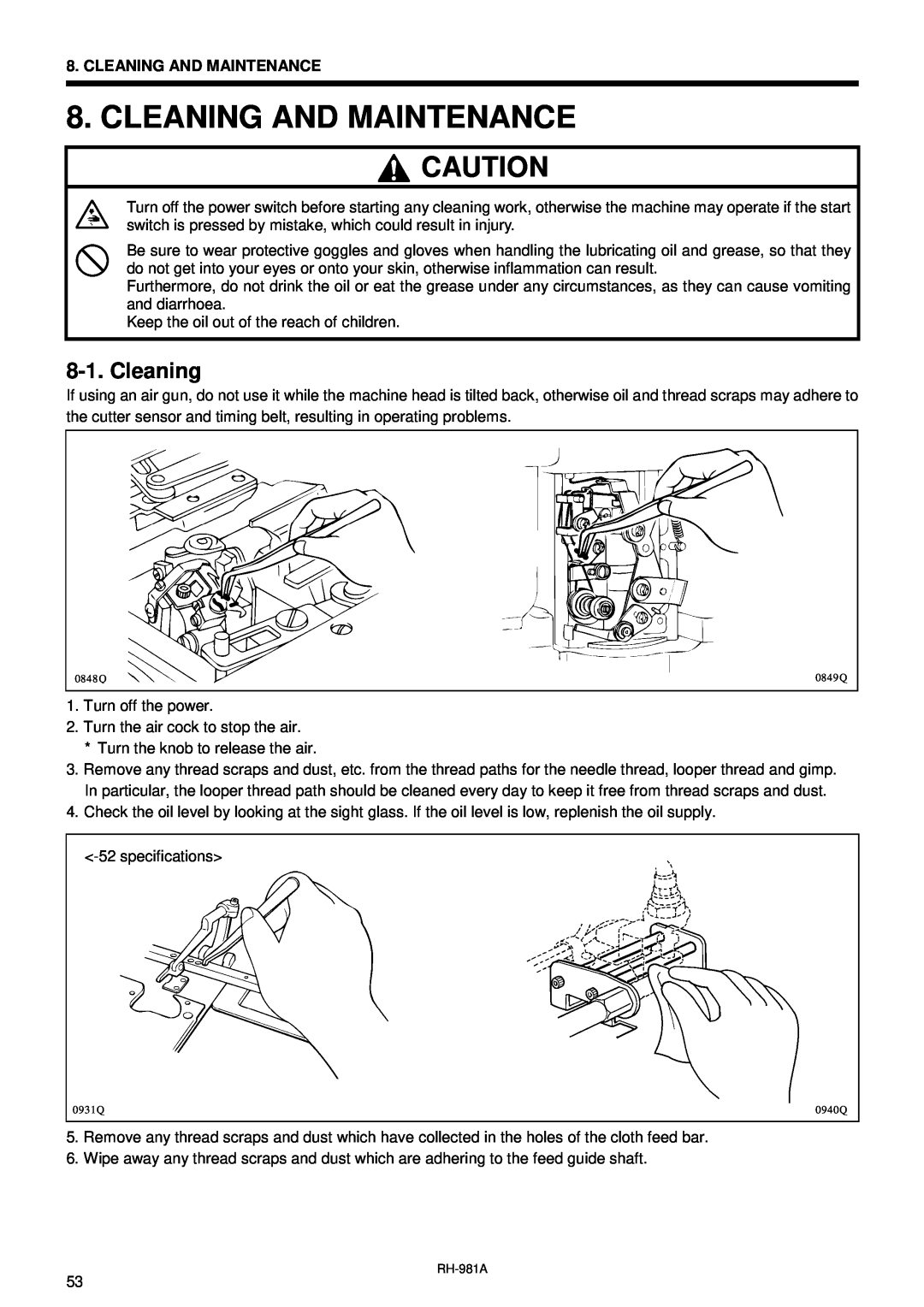 Brother rh-918a manual Cleaning And Maintenance 