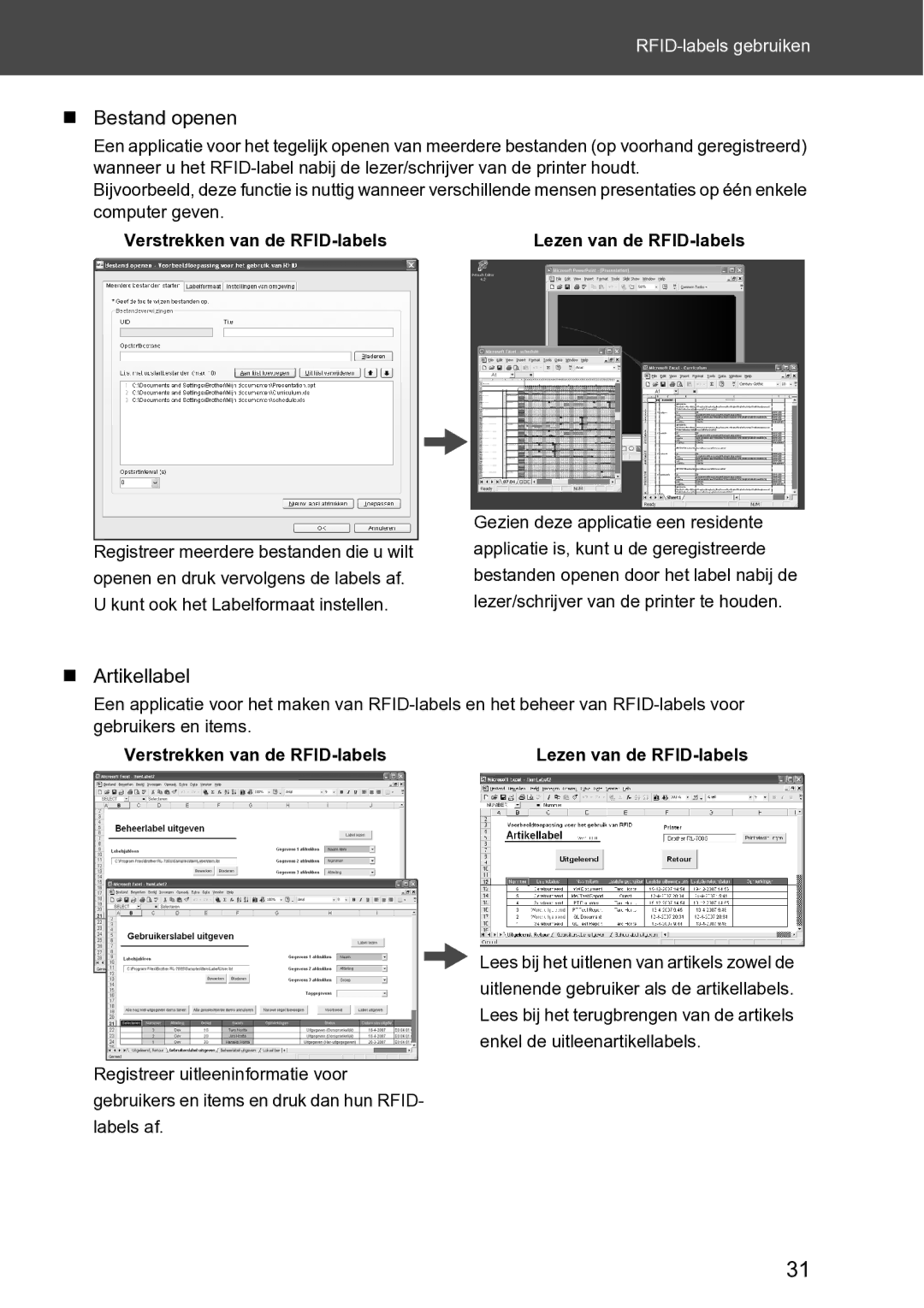 Brother RL-700S user manual „ Bestand openen, „ Artikellabel 