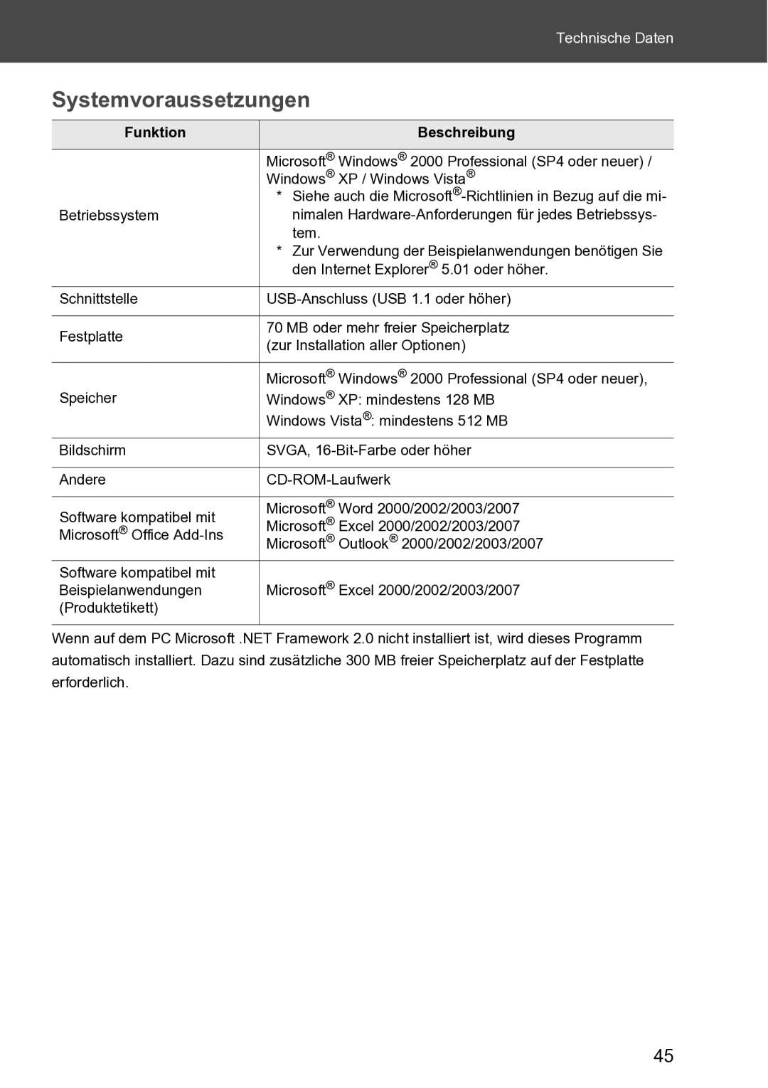 Brother RL-700S user manual Systemvoraussetzungen 