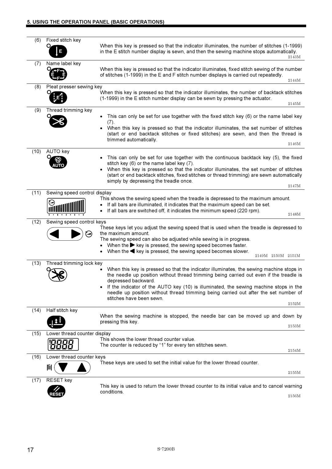 Brother S-7200B operation manual Fixed stitch key 