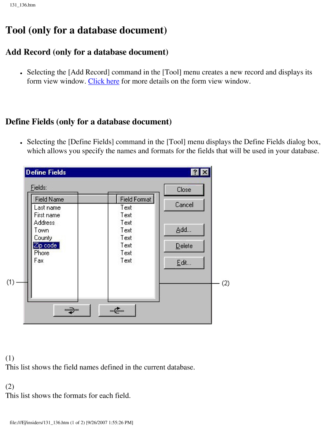 Brother SC-2000 manual Tool only for a database document, Add Record only for a database document 