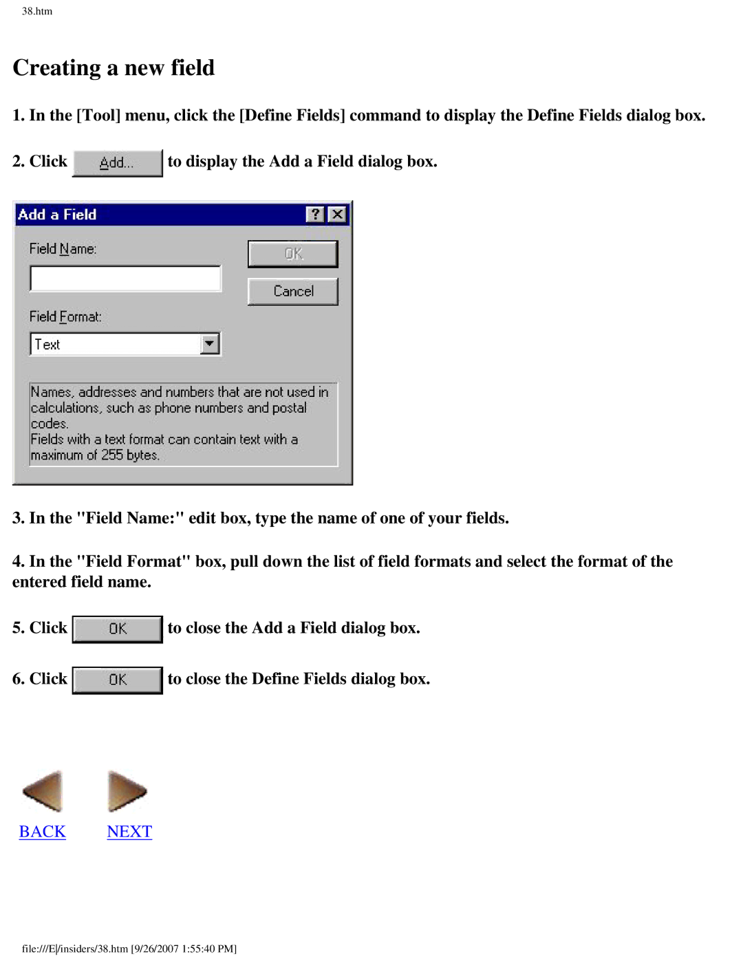 Brother SC-2000 manual Creating a new field 