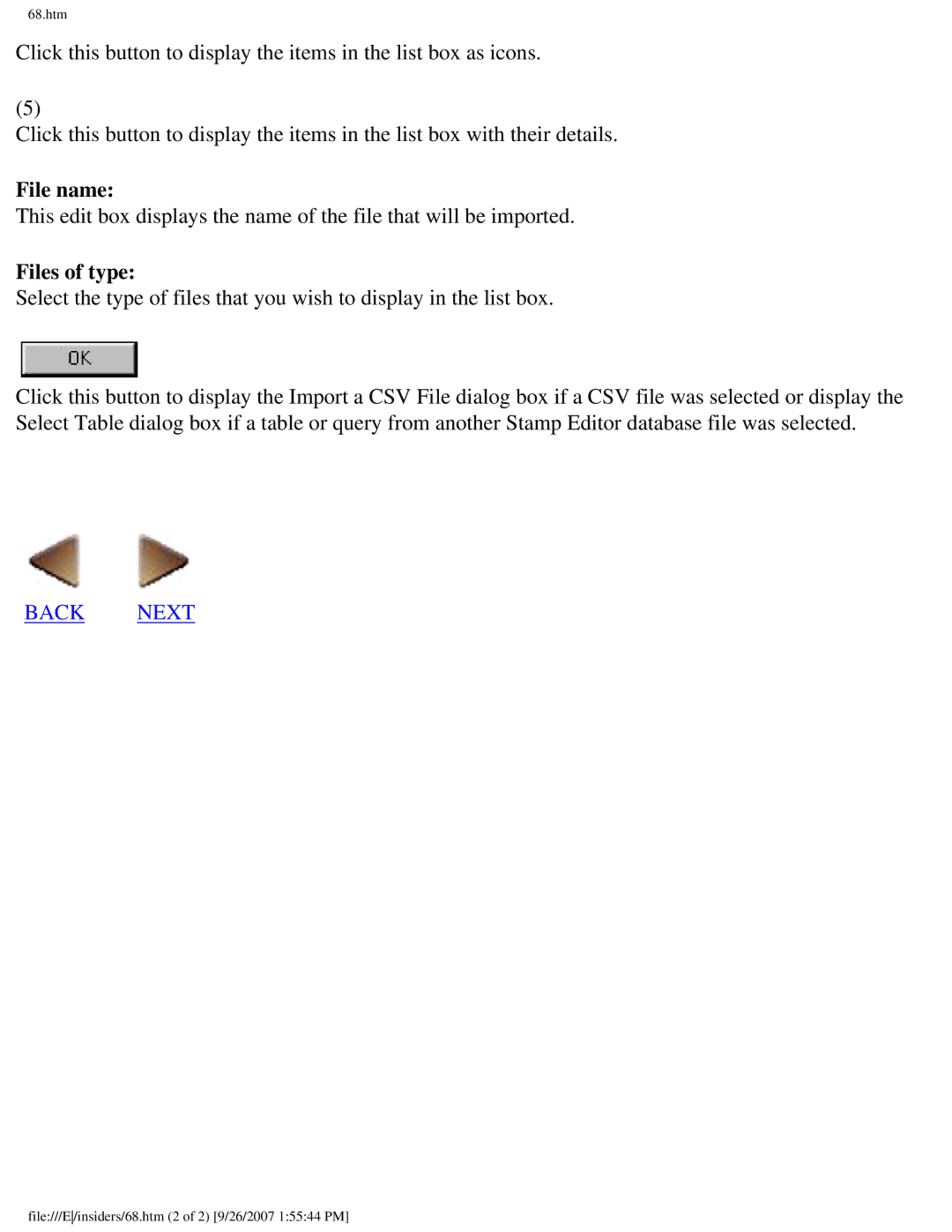 Brother SC-2000 manual File name, Files of type 