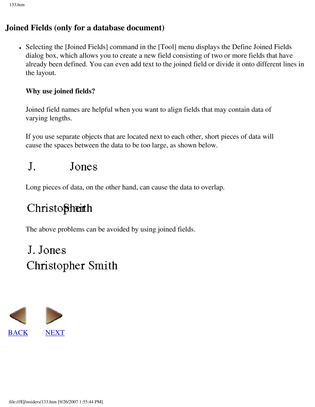 Brother SC-2000 manual Joined Fields only for a database document, Why use joined fields? 