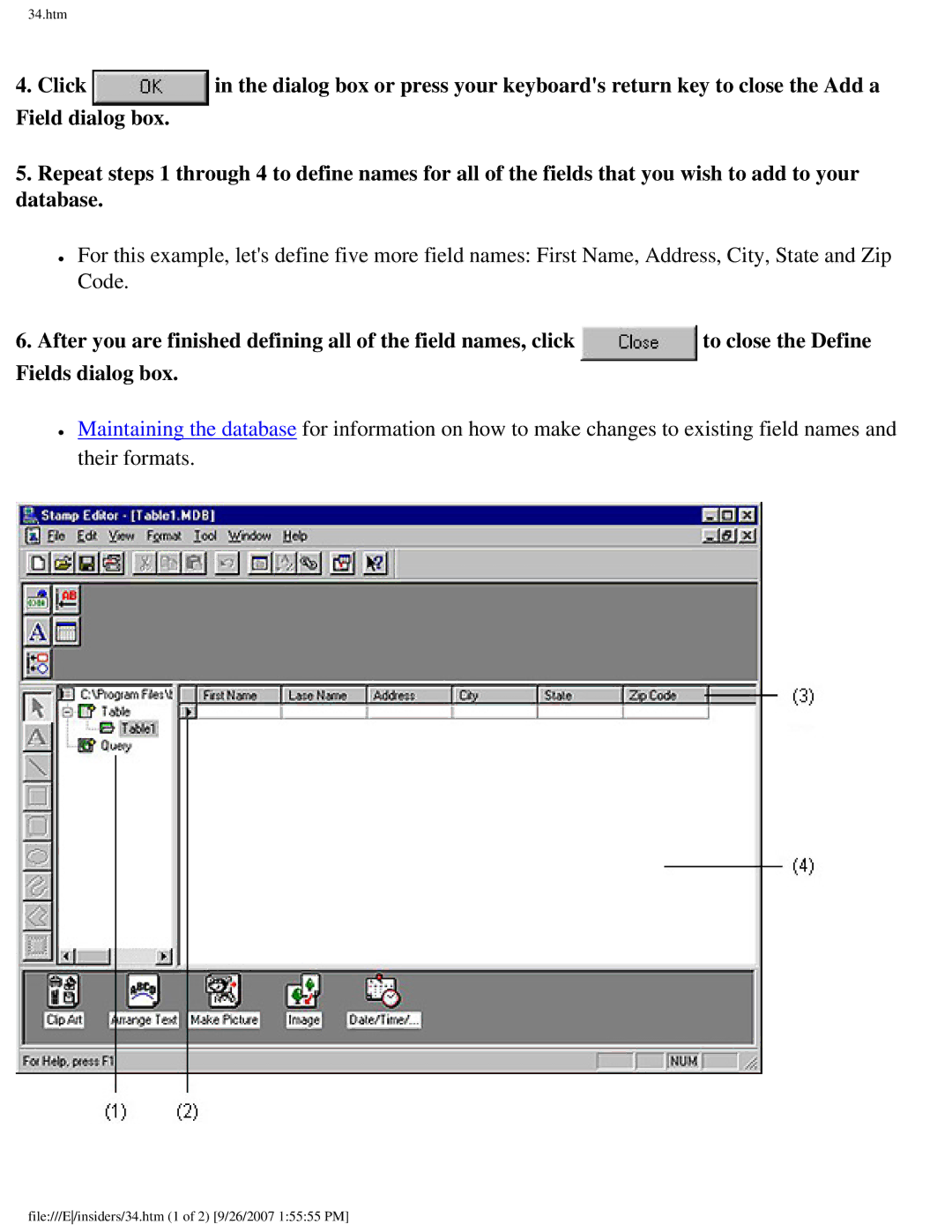 Brother SC-2000 manual Click, Fields dialog box 