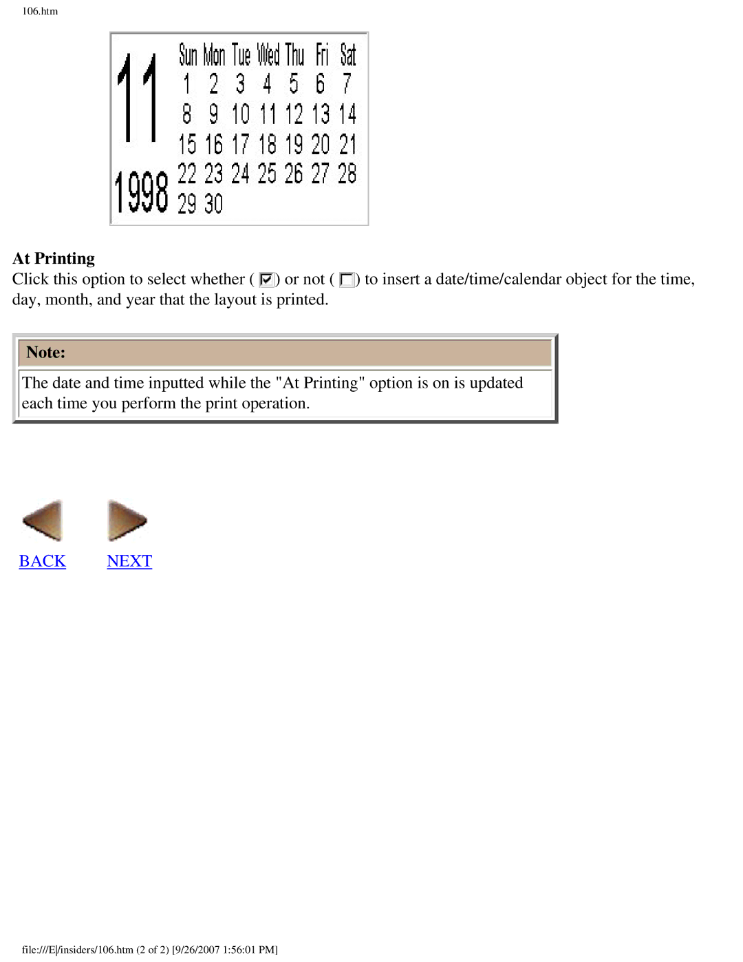 Brother SC-2000 manual At Printing 