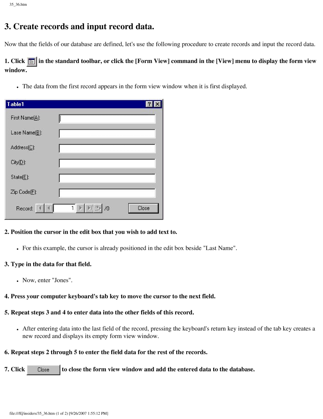 Brother SC-2000 manual Create records and input record data 