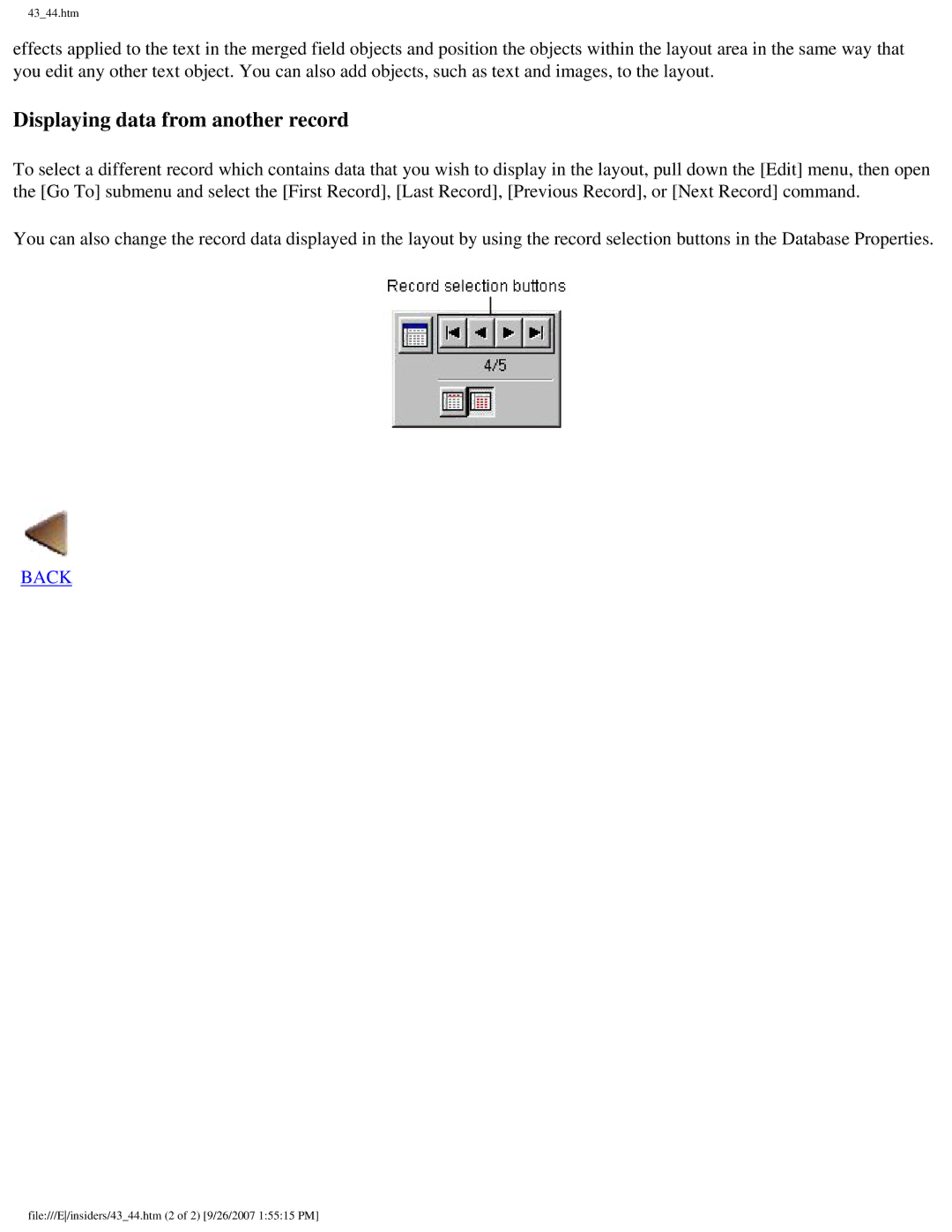 Brother SC-2000 manual Displaying data from another record 