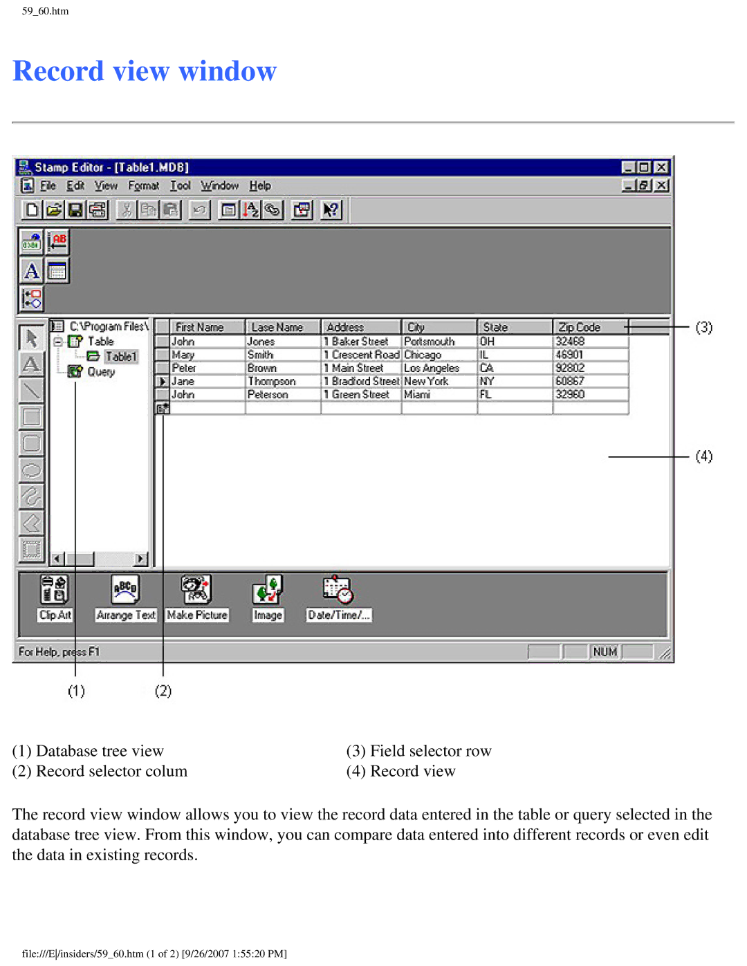 Brother SC-2000 manual Record view window 