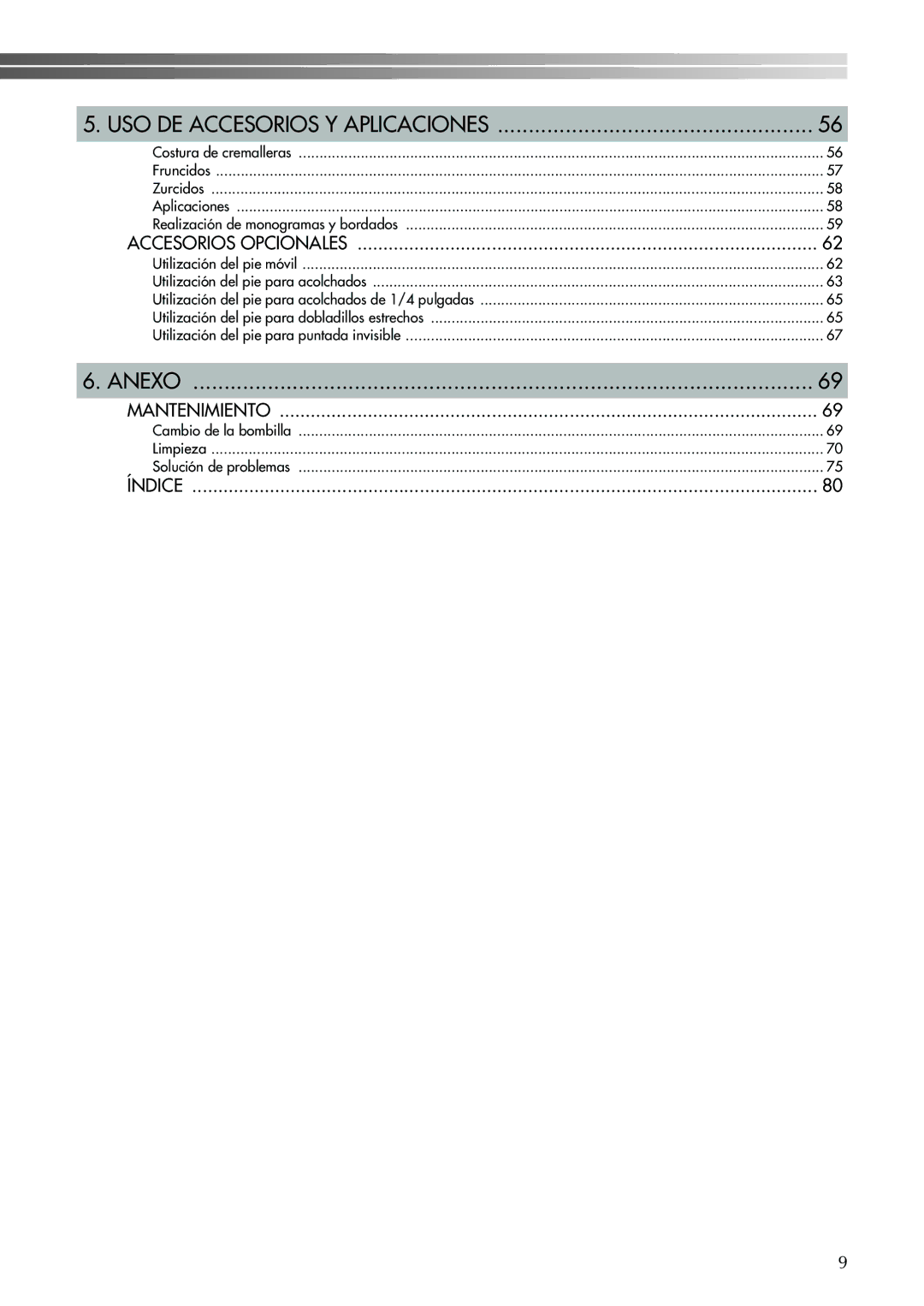 Brother Sewing Machine operation manual USO DE Accesorios Y Aplicaciones 