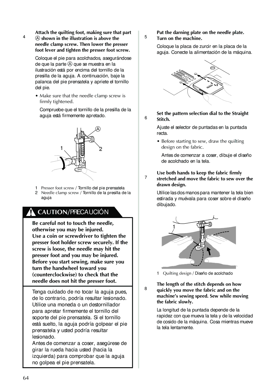 Brother Sewing Machine operation manual 6SetStitch.the pattern selection dial to the Straight 