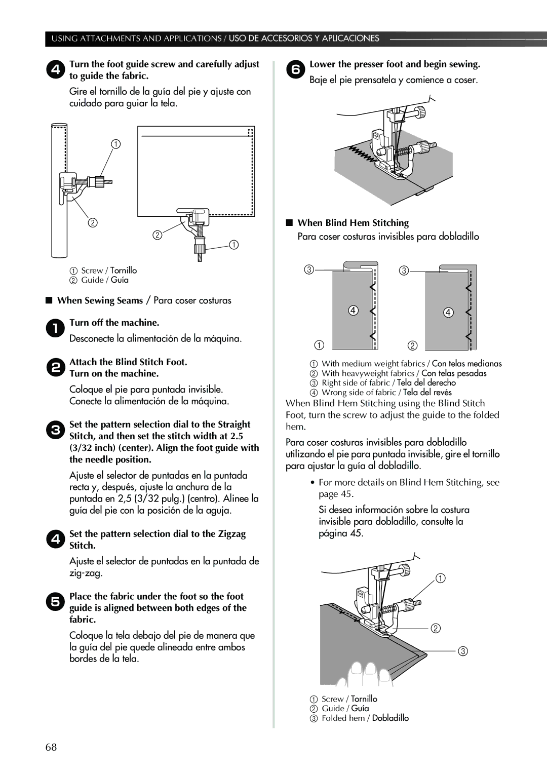 Brother Sewing Machine When Sewing Seams / Para coser costuras, SetStitch.the pattern selection dial to the Zigzag 