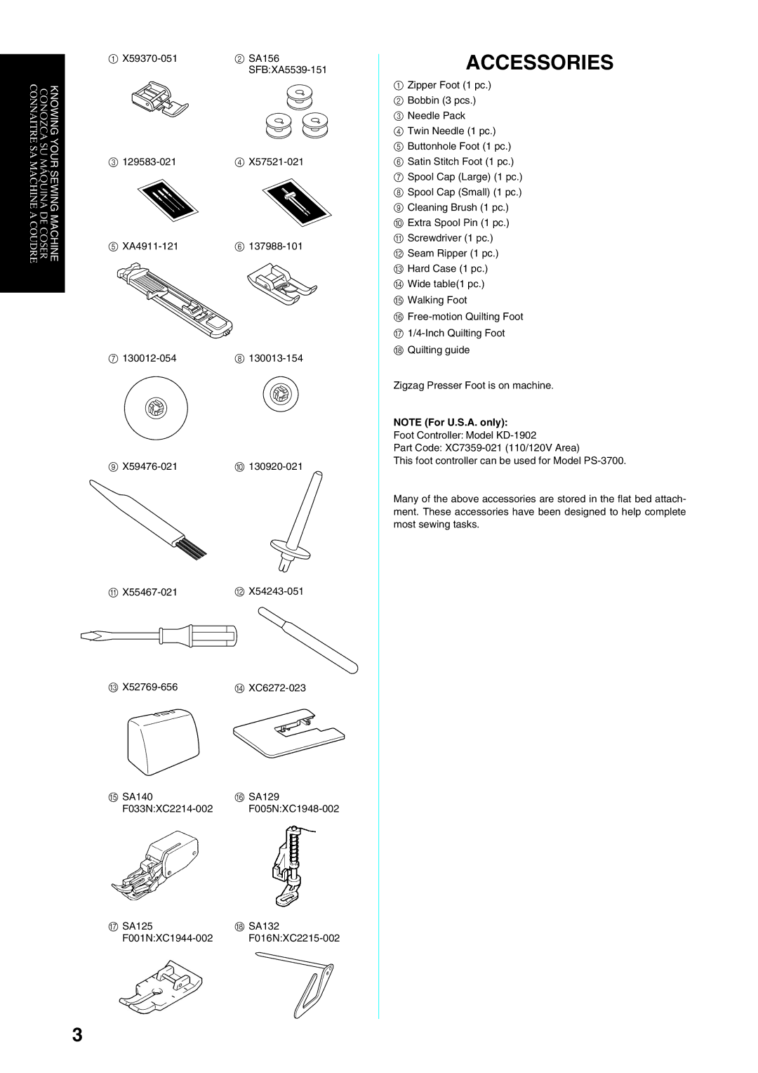 Brother Sewing Manching manual Accessories 