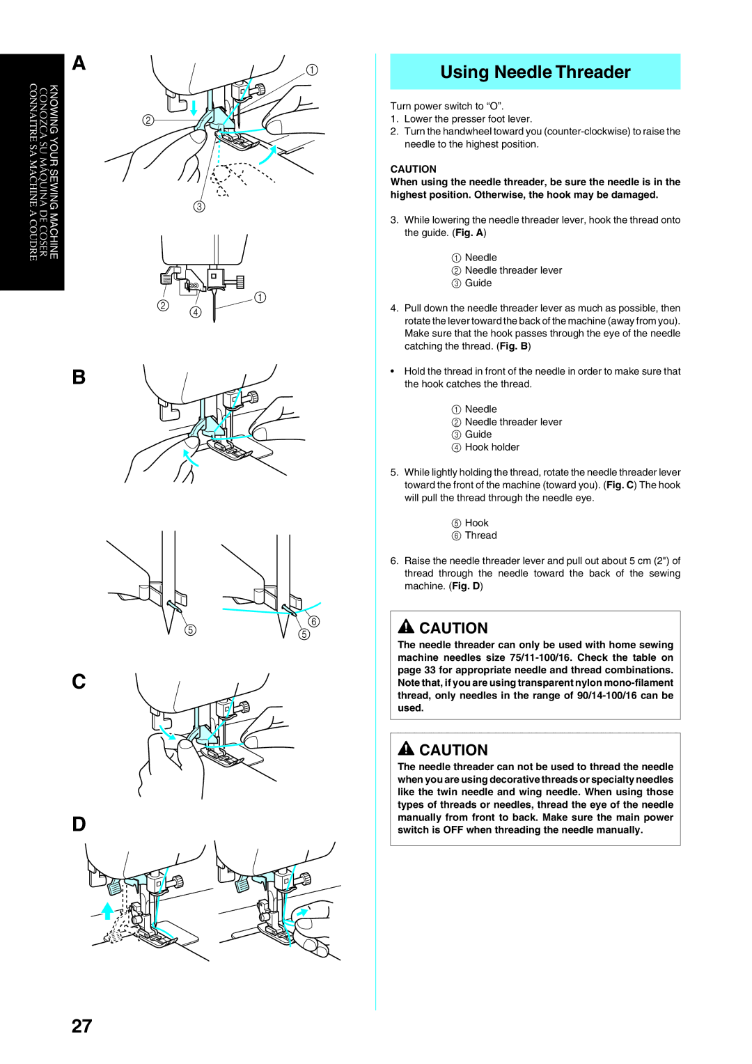 Brother Sewing Manching manual Using Needle Threader 