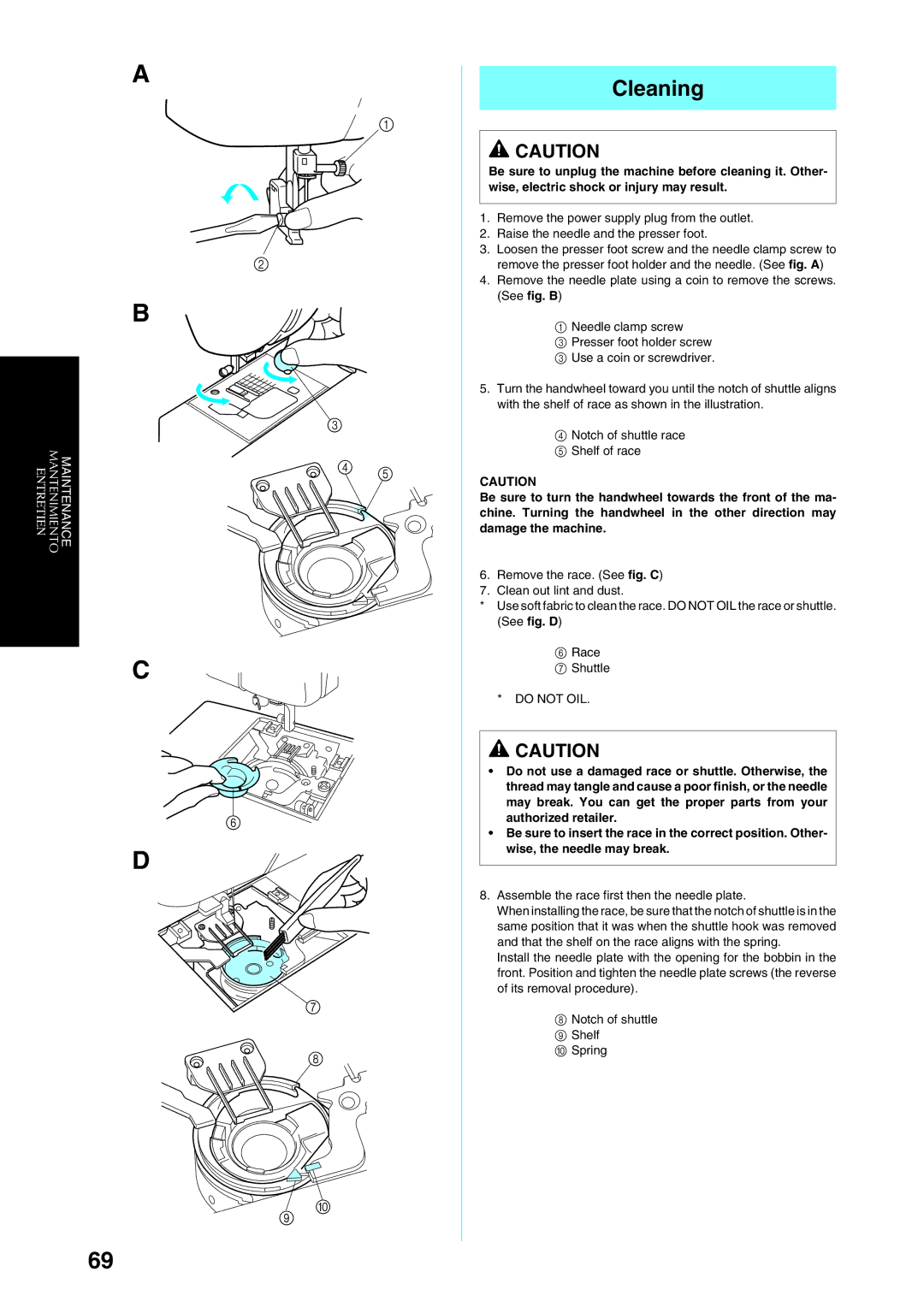 Brother Sewing Manching manual Cleaning 