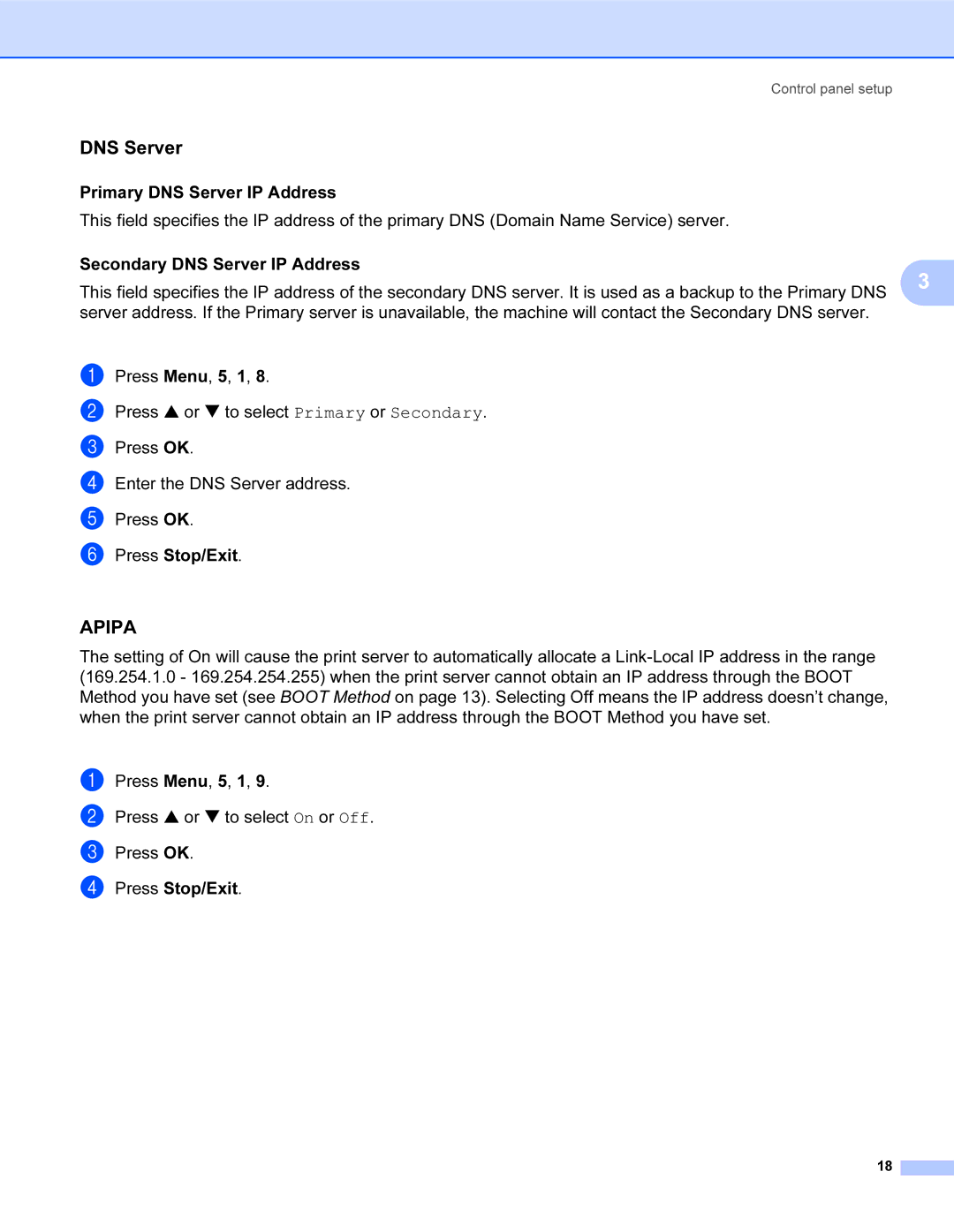 Brother SHB6102 manual DNS Server, Apipa 