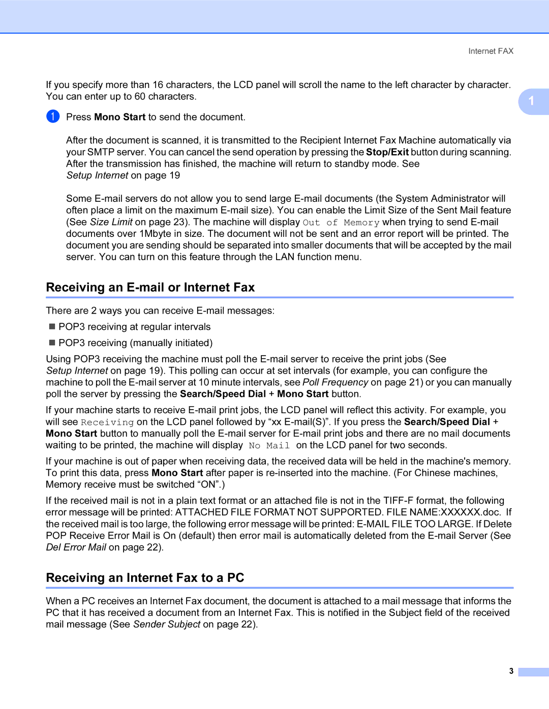 Brother SHB6102 manual Receiving an E-mail or Internet Fax, Receiving an Internet Fax to a PC 