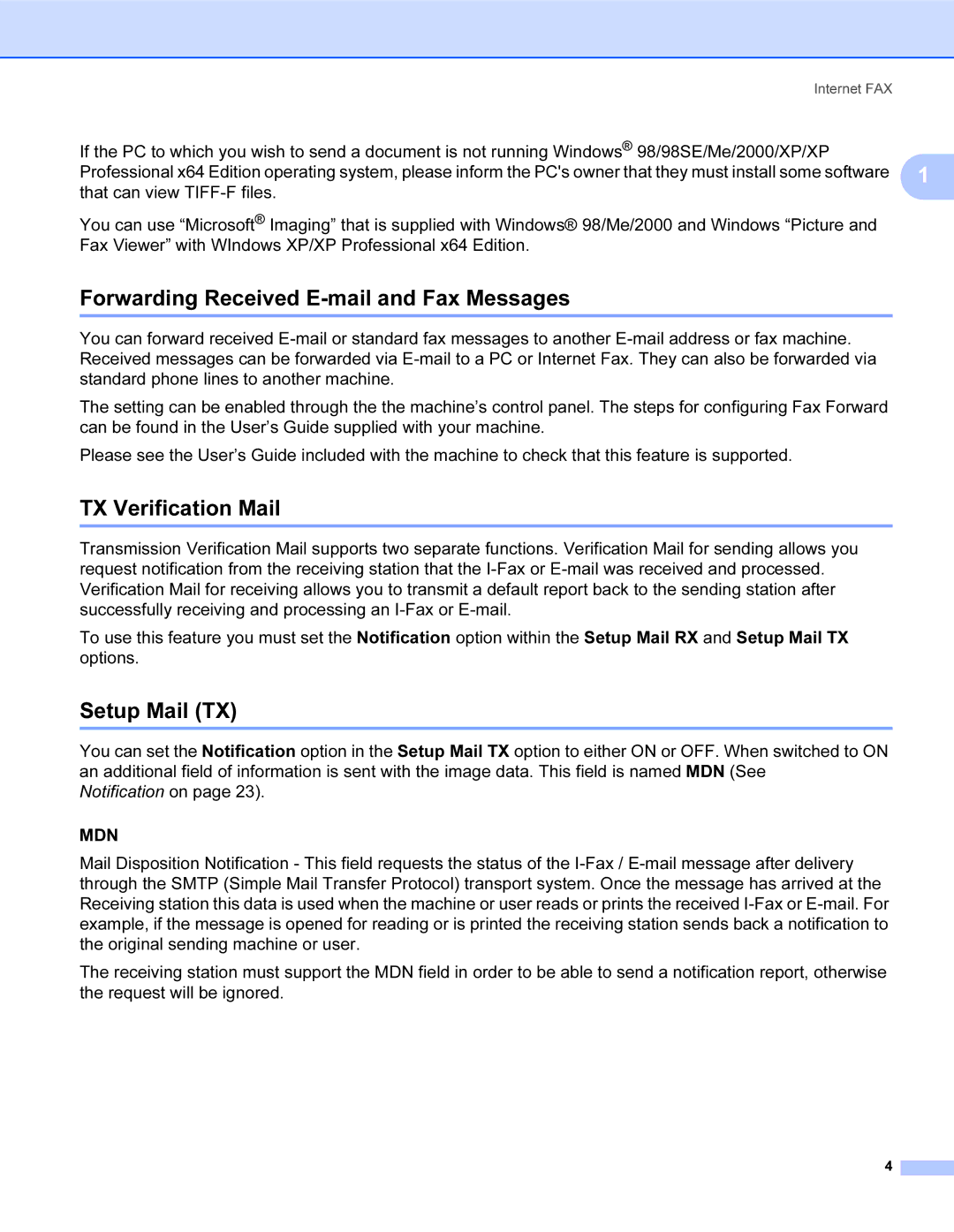 Brother SHB6102 manual Forwarding Received E-mail and Fax Messages, TX Verification Mail, Setup Mail TX 