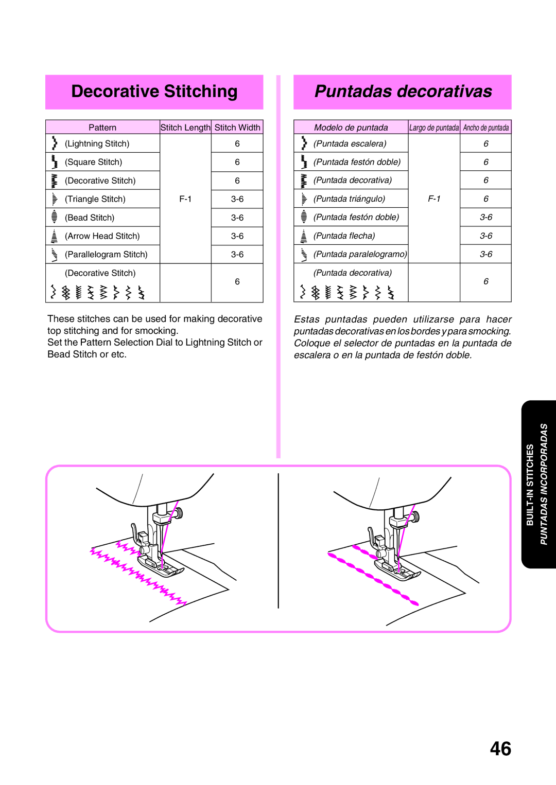 Brother PS-2200, STAR 140E, STAR 130E, STAR 120E, PS-2500, PS-2300, PS-2400 Decorative Stitching, Puntadas decorativas 