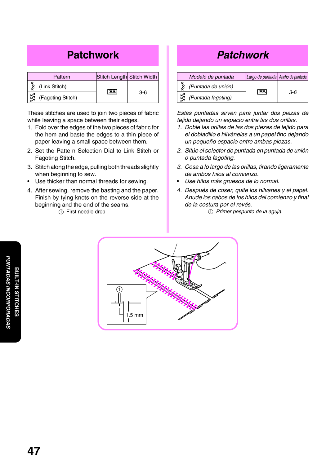 Brother PS-2300, STAR 140E, STAR 130E, STAR 120E, PS-2500, PS-2200, PS-2400 operation manual Patchwork 