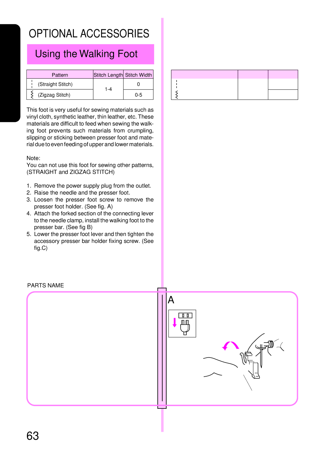 Brother STAR 140E, STAR 130E, STAR 120E, PS-2500, PS-2200, PS-2300, PS-2400 Parts Name, Denominación DE LAS Partes 