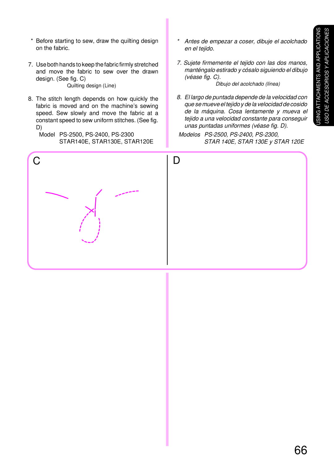 Brother PS-2500, STAR 140E, STAR 130E, STAR 120E, PS-2200, PS-2300, PS-2400 operation manual Quilting design Line 