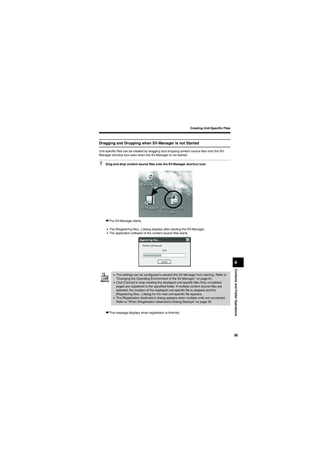 Brother SV-100B appendix Dragging and Dropping when SV-Manager is not Started 