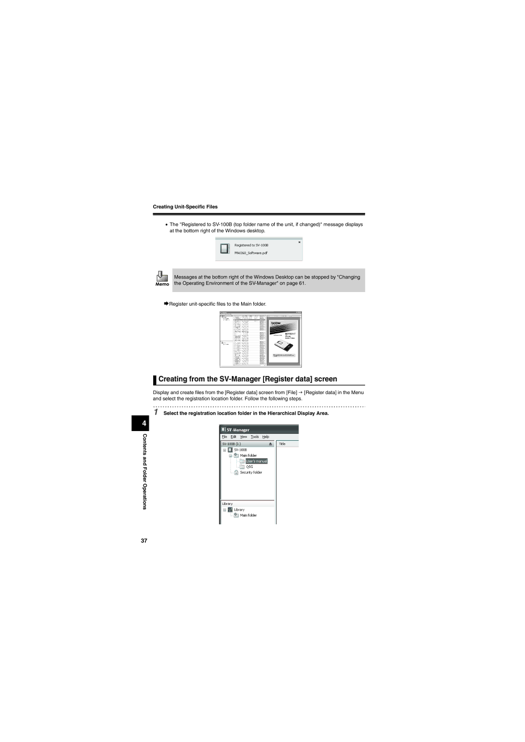 Brother SV-100B appendix Creating from the SV-Manager Register data screen 