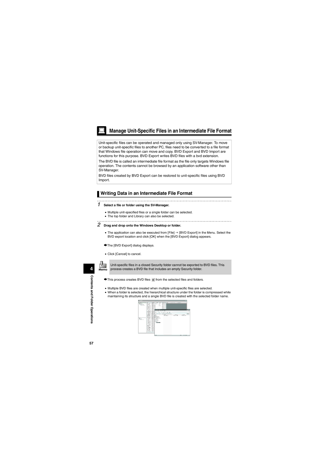 Brother SV-100B appendix Writing Data in an Intermediate File Format, Select a file or folder using the SV-Manager 