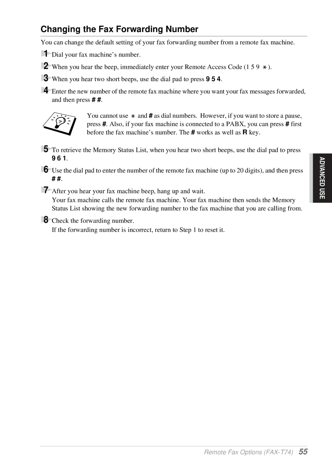 Brother T76, T74 owner manual Changing the Fax Forwarding Number, # # 