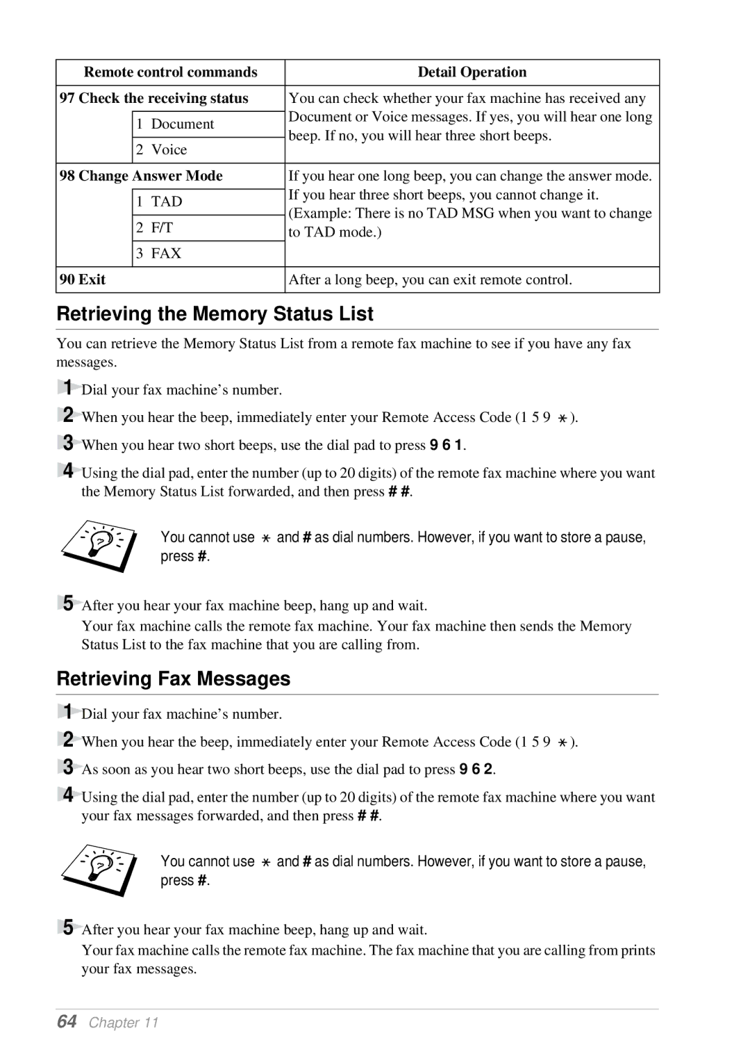 Brother T74, T76 owner manual Document or Voice messages. If yes, you will hear one long 