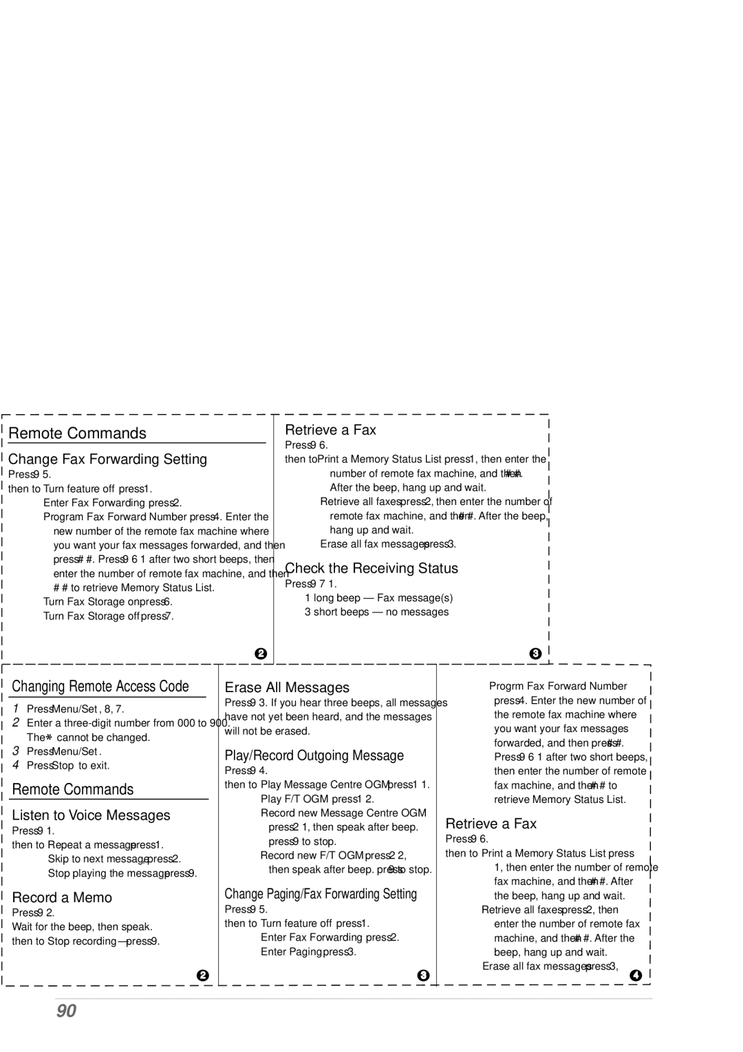 Brother T74, T76 owner manual Remote Commands 