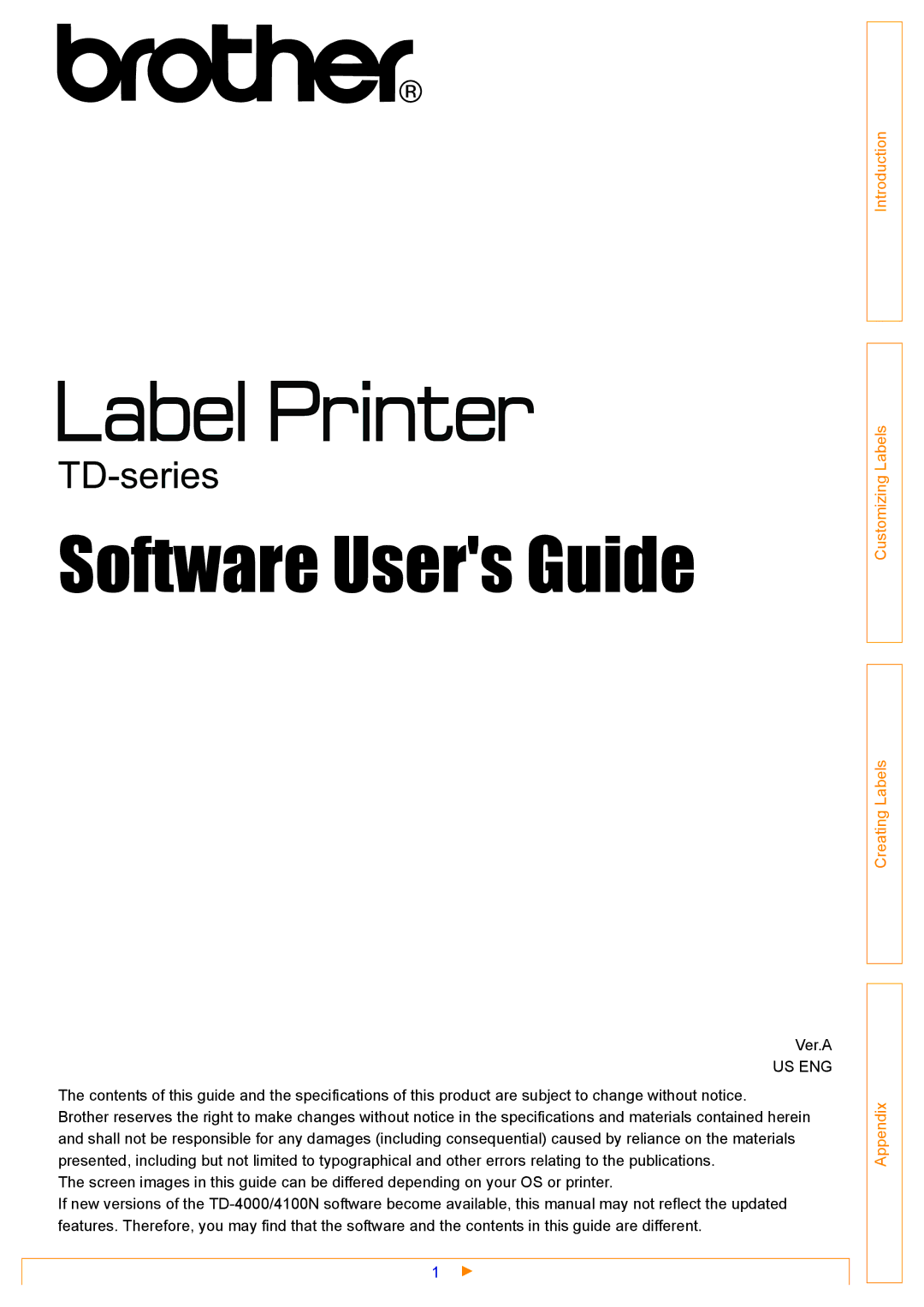 Brother TD-4000 appendix Software Users Guide 