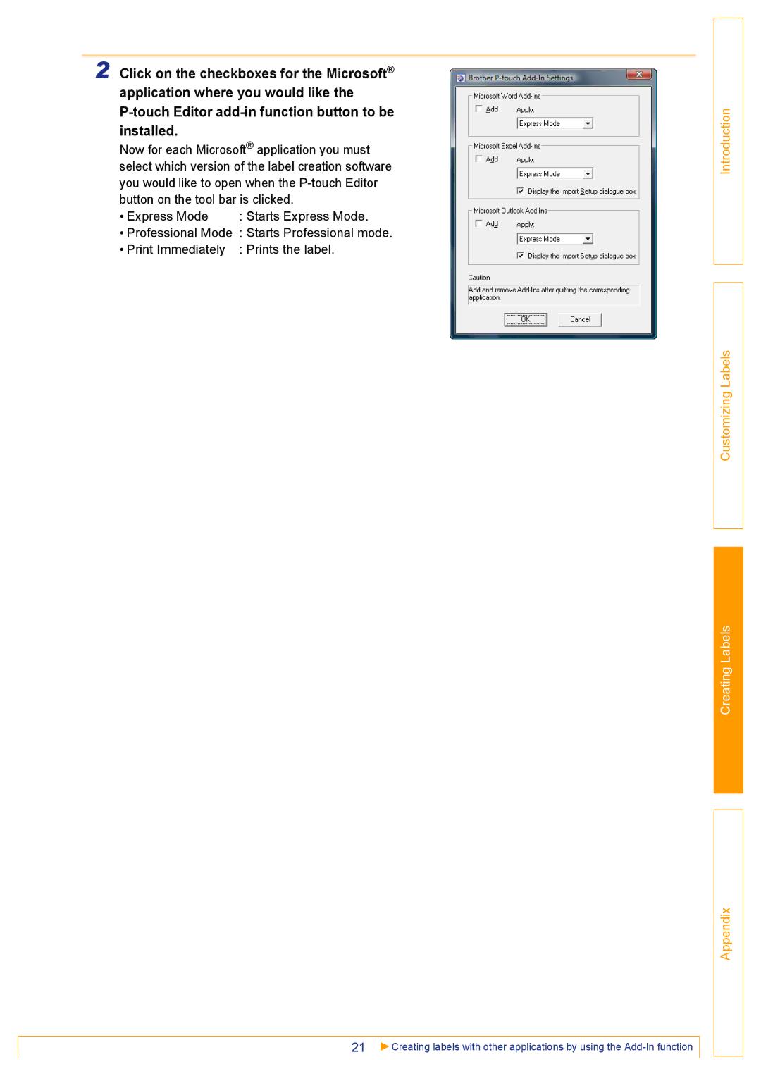 Brother TD-4000 appendix Creating Labels 