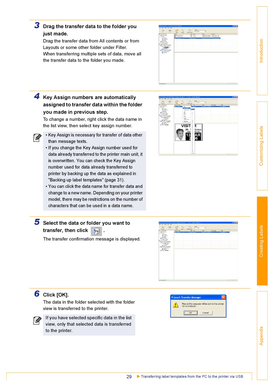 Brother TD-4000 appendix Drag the transfer data to the folder you just made, Click OK 