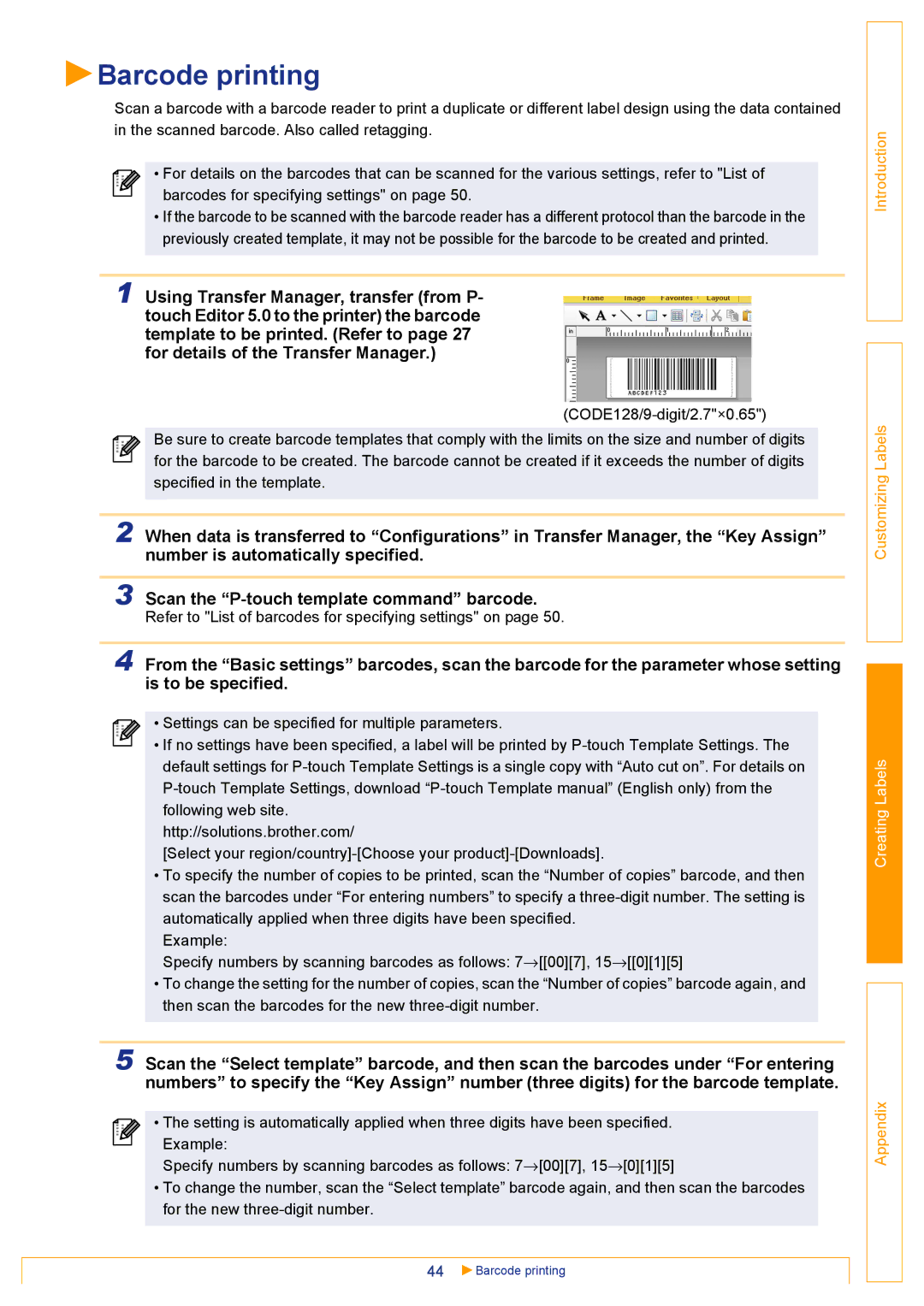 Brother TD-4000 appendix Barcode printing 