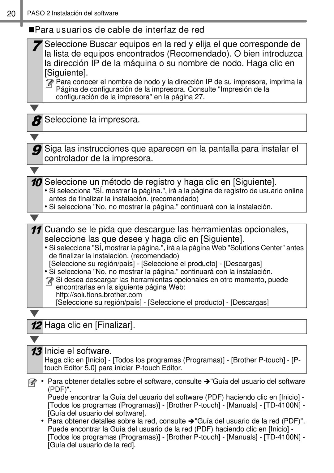 Brother TD4000, TD4100N manual „Para usuarios de cable de interfaz de red 