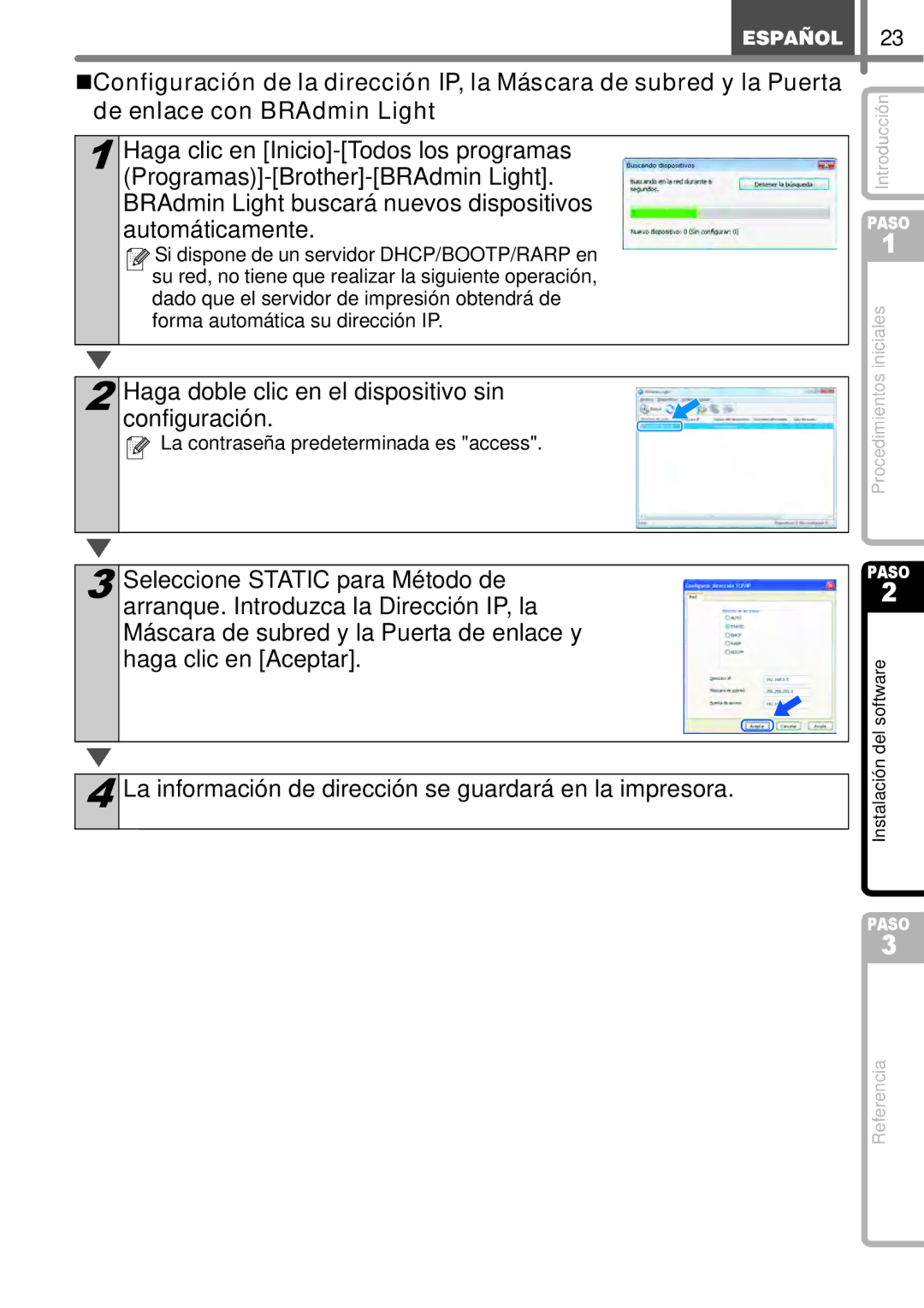 Brother TD4100N, TD4000 manual Haga doble clic en el dispositivo sin configuración 