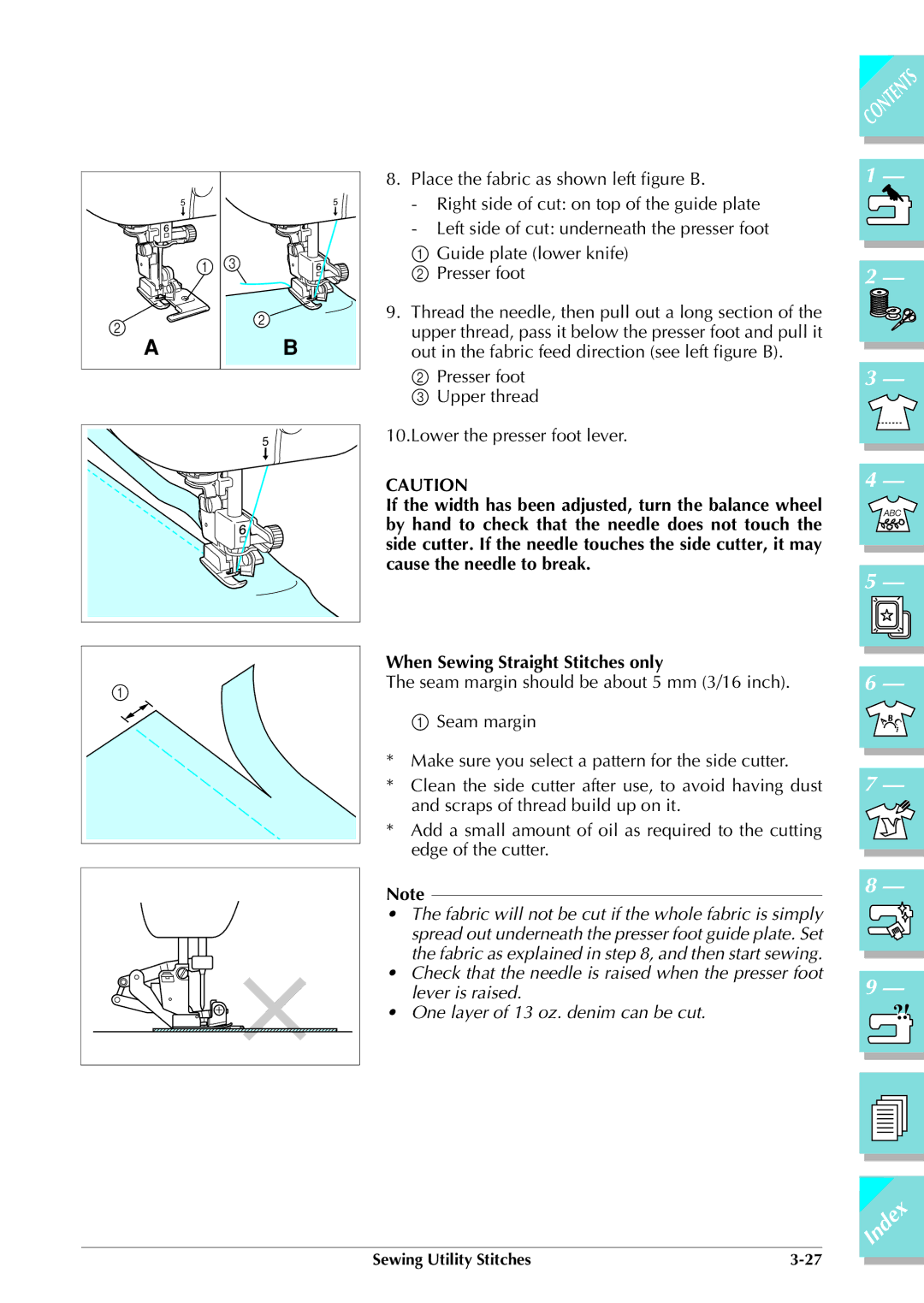 Brother ULT 2003D manual Seam margin should be about 5 mm 3/16 inch 