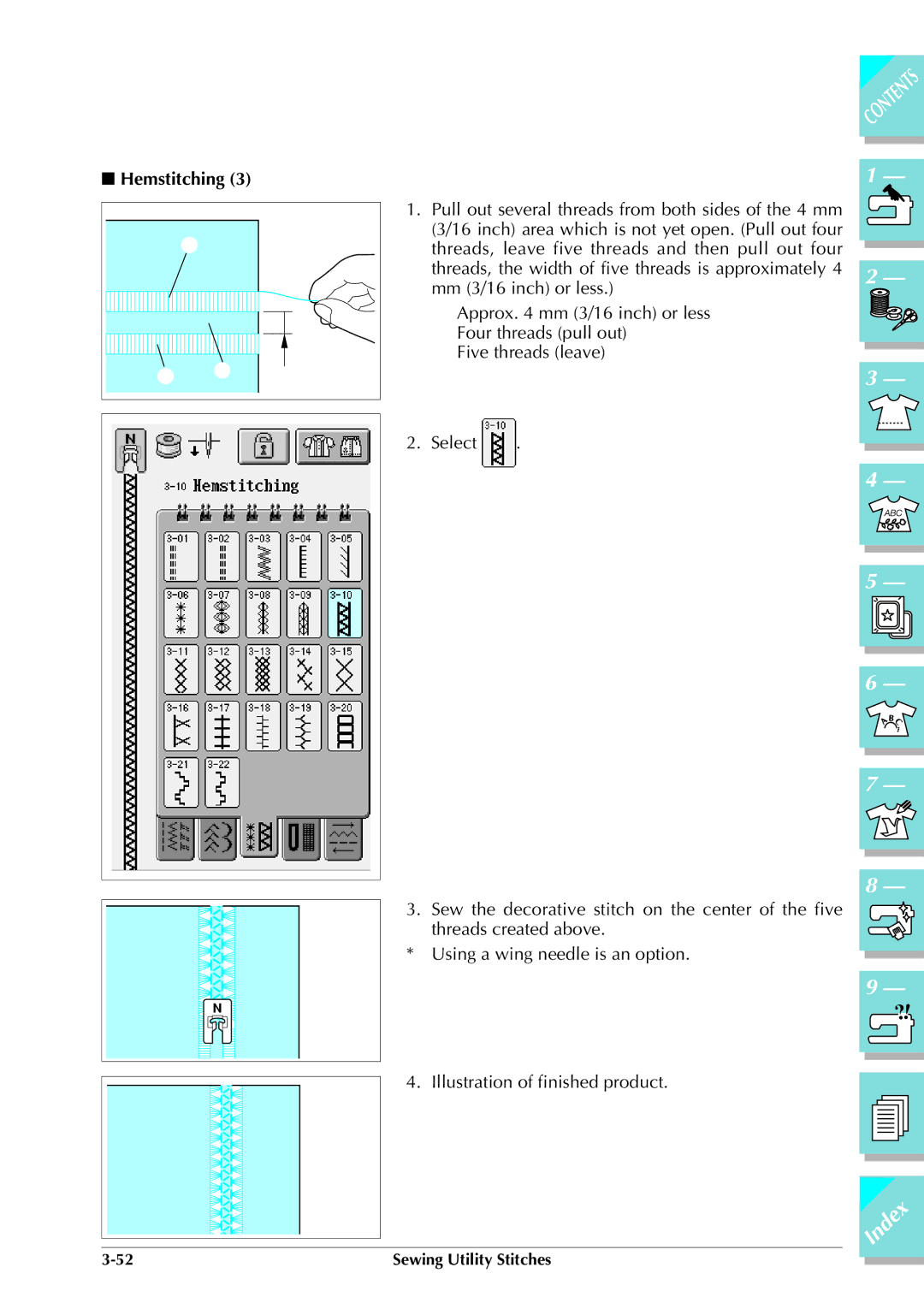 Brother ULT 2003D manual Hemstitching 