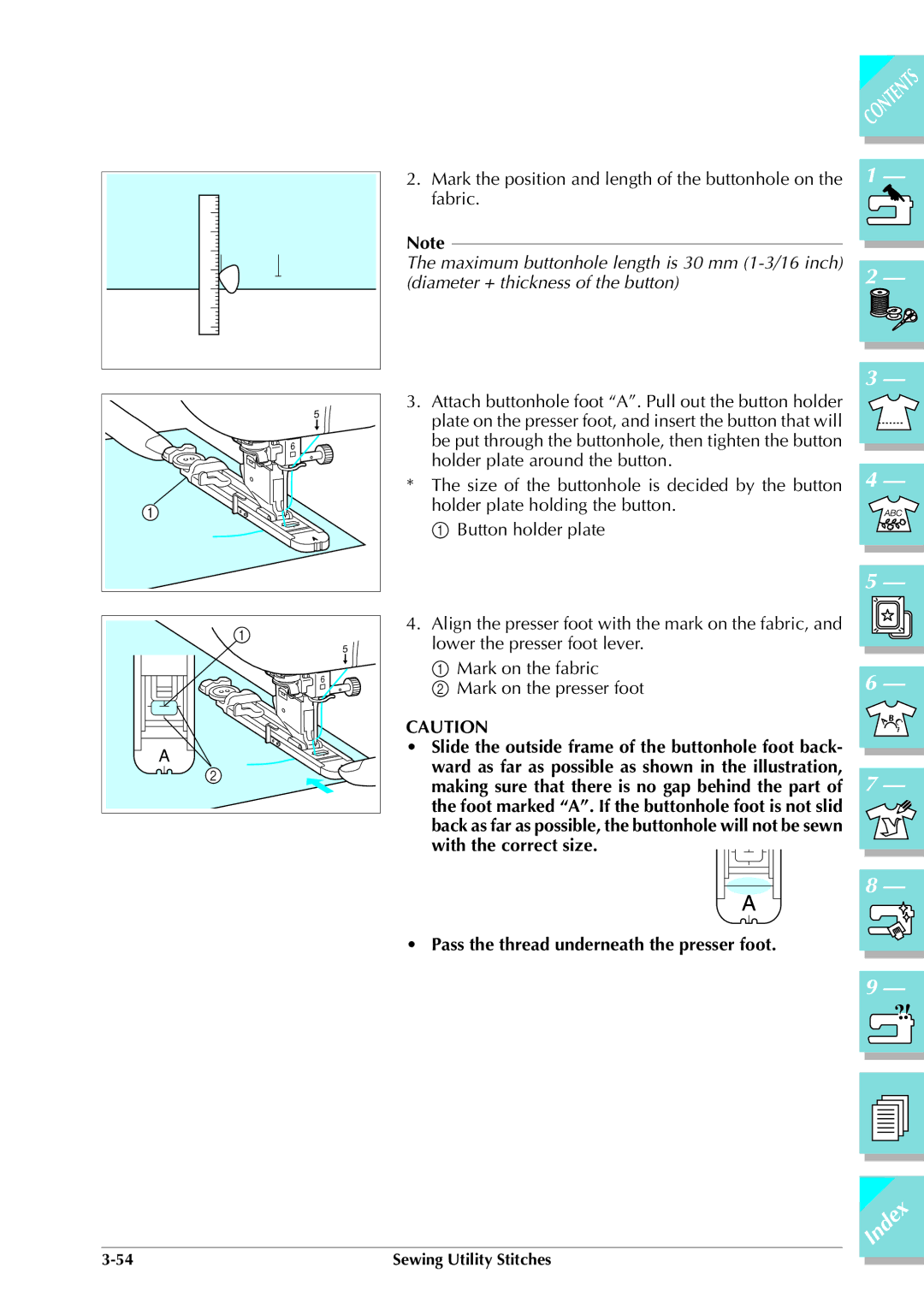 Brother ULT 2003D manual Mark the position and length of the buttonhole on Fabric 