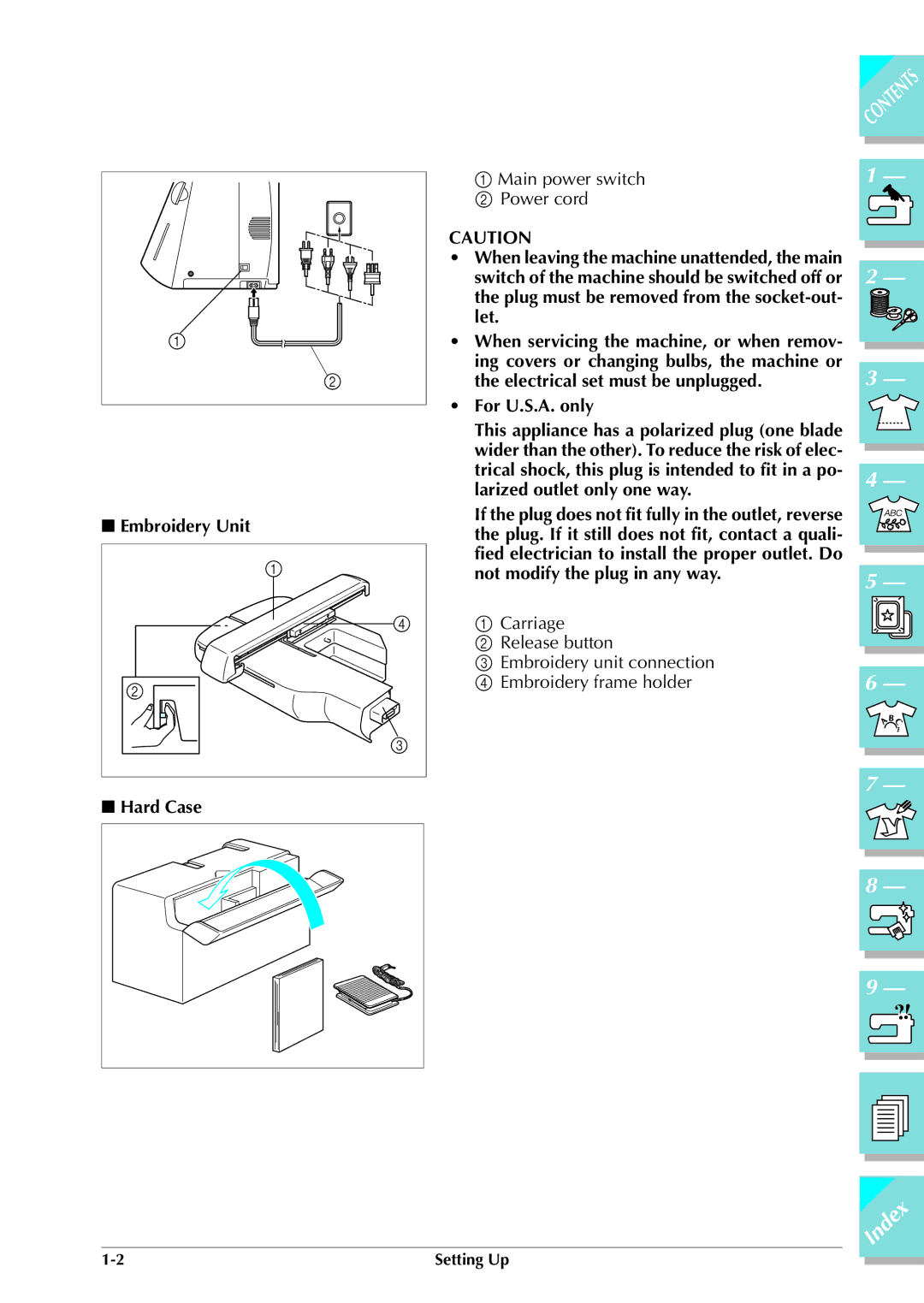 Brother ULT 2003D manual Embroidery Unit, Hard Case, For U.S.A. only 