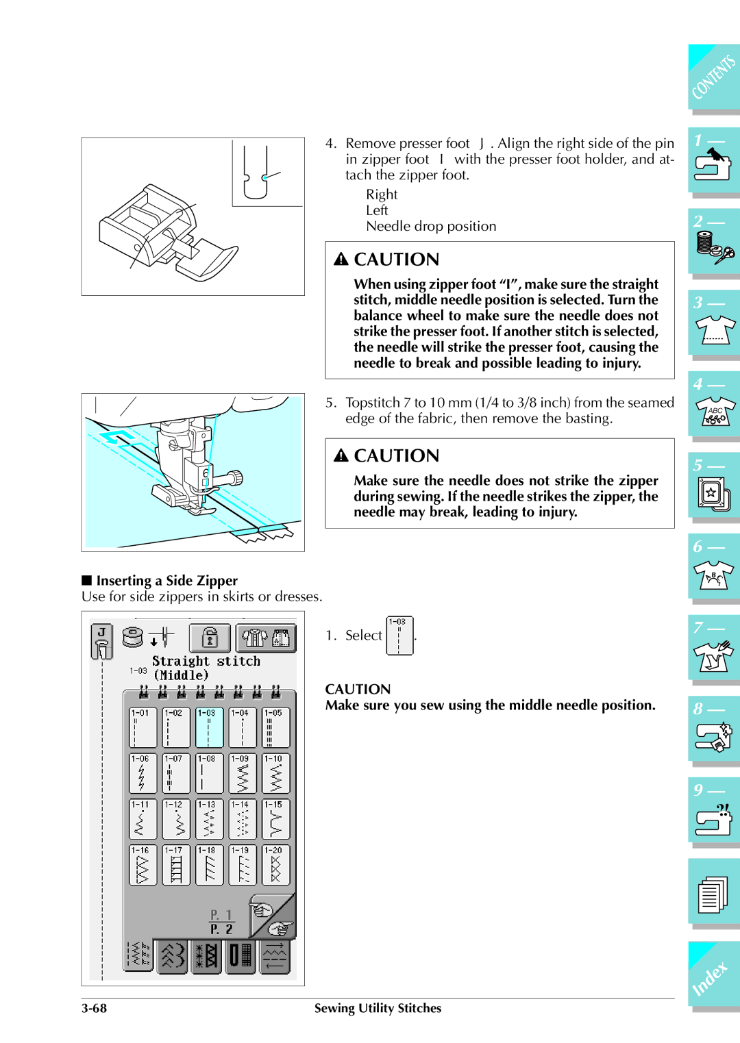 Brother ULT 2003D manual Balance wheel to make sure the needle does not, Needle to break and possible leading to injury 