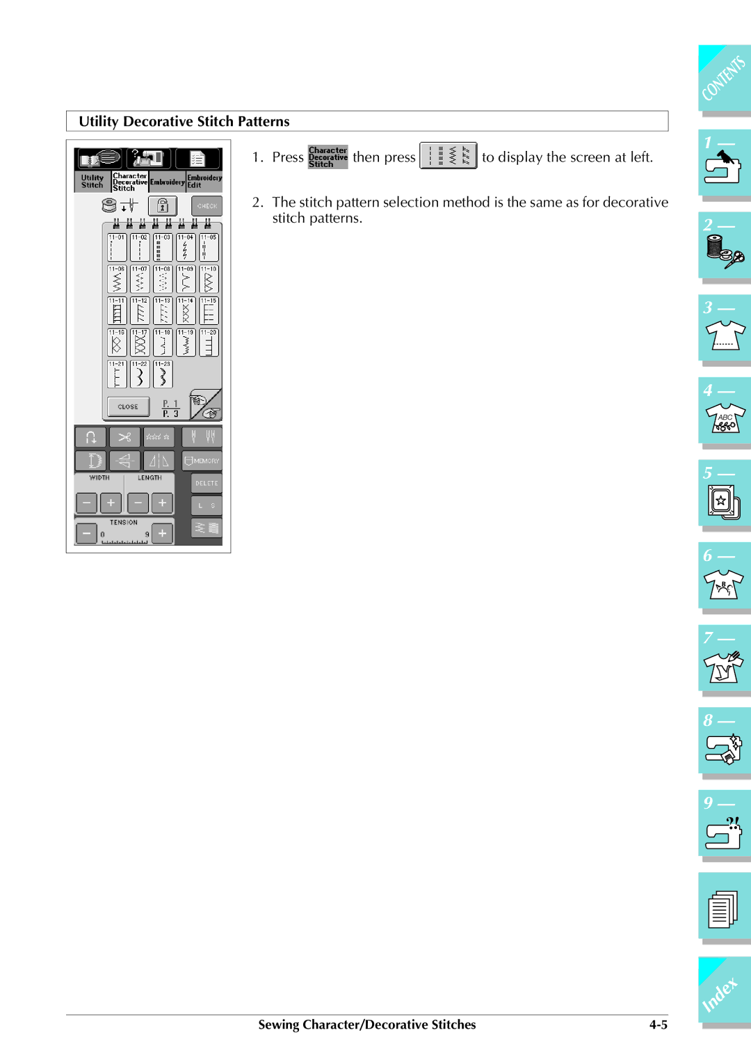 Brother ULT 2003D manual Utility Decorative Stitch Patterns 