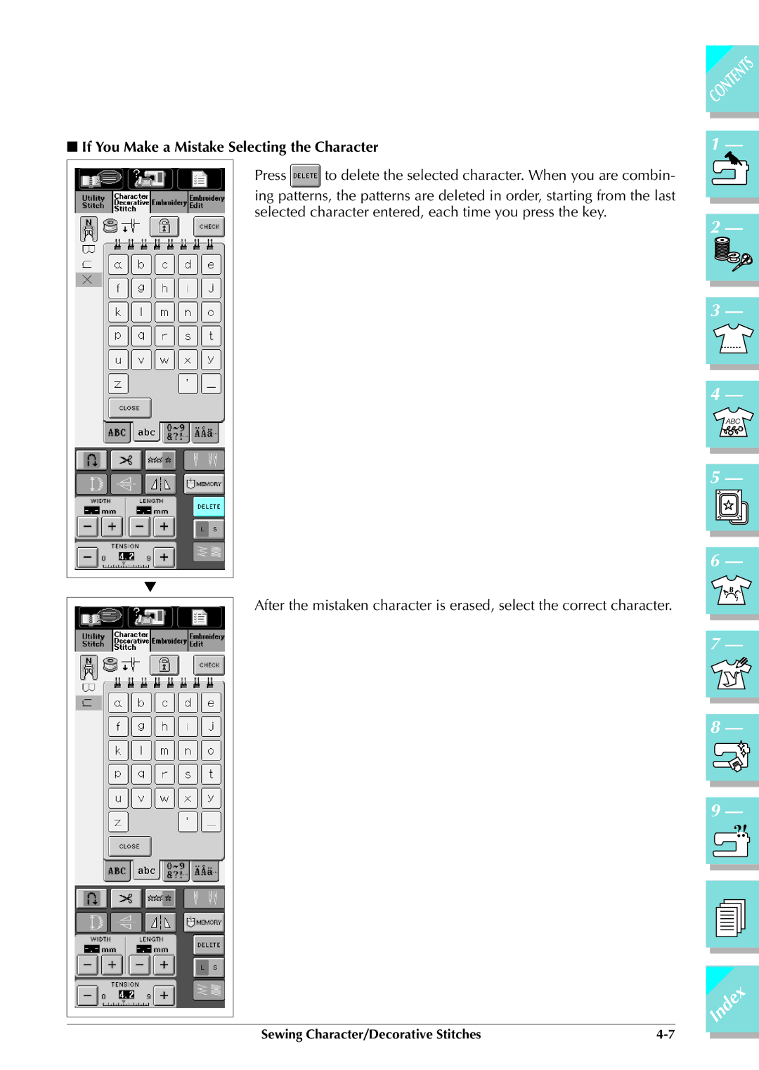 Brother ULT 2003D manual If You Make a Mistake Selecting the Character 