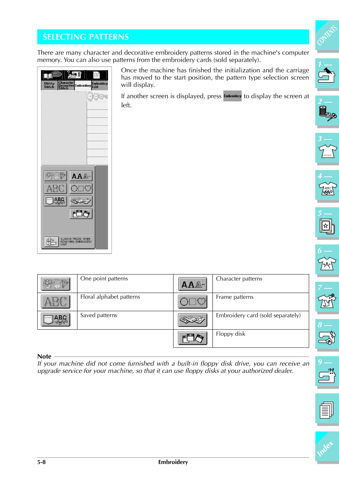 Brother ULT 2003D manual Selecting Patterns 