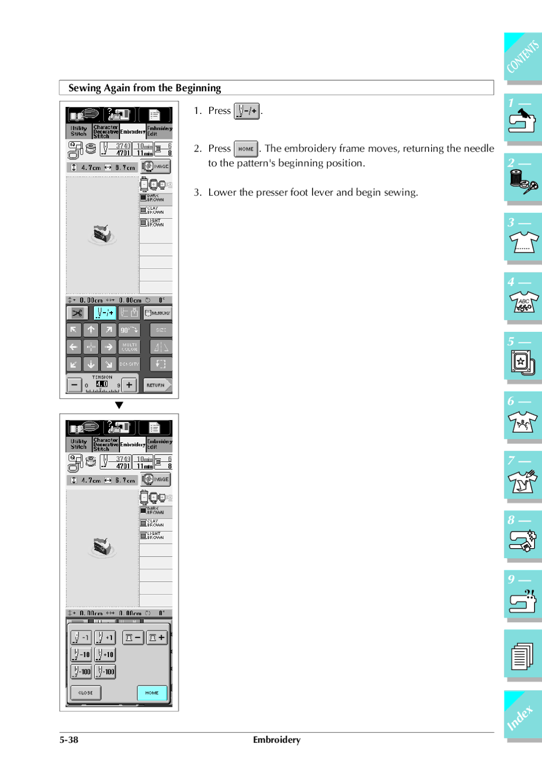 Brother ULT 2003D manual Sewing Again from the Beginning 