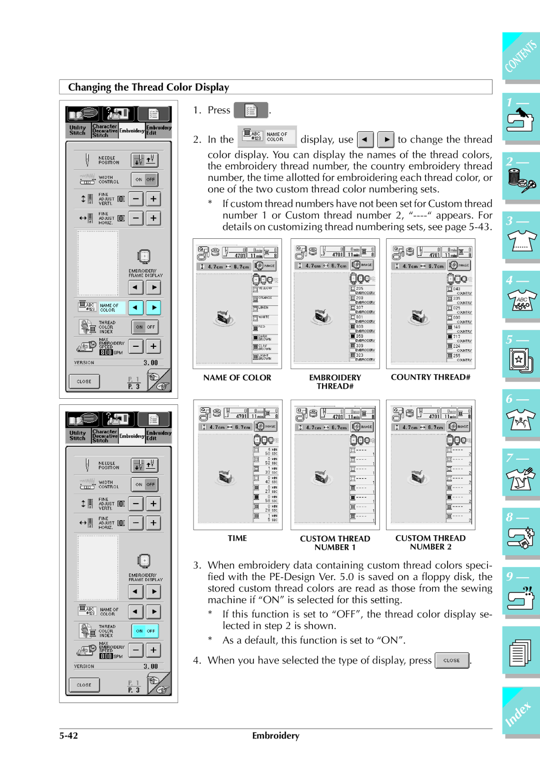 Brother ULT 2003D manual Changing the Thread Color Display 