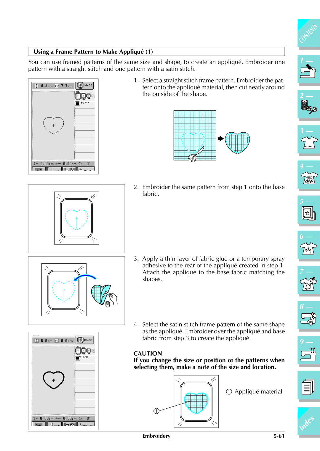 Brother ULT 2003D manual Using a Frame Pattern to Make Appliqué 